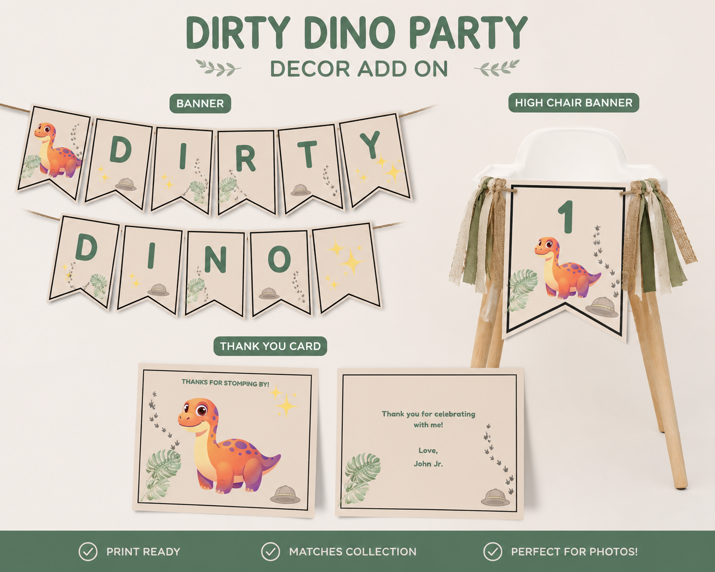 Dirty Dino Party Decor Add-On