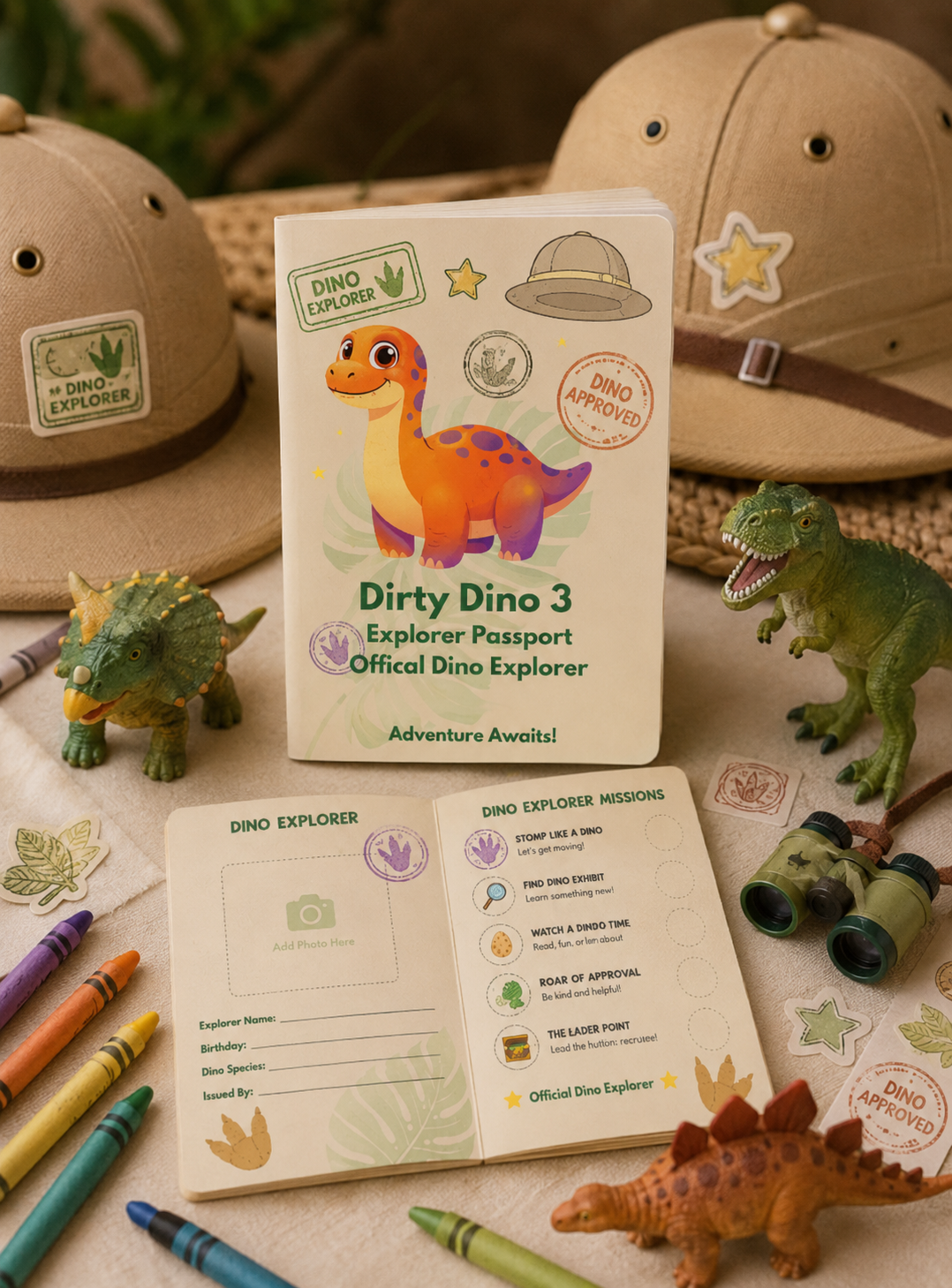 Dirty Dino Explorer Passport Book