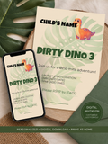 Dirty Dino 3rd Editable Birthday Invitation