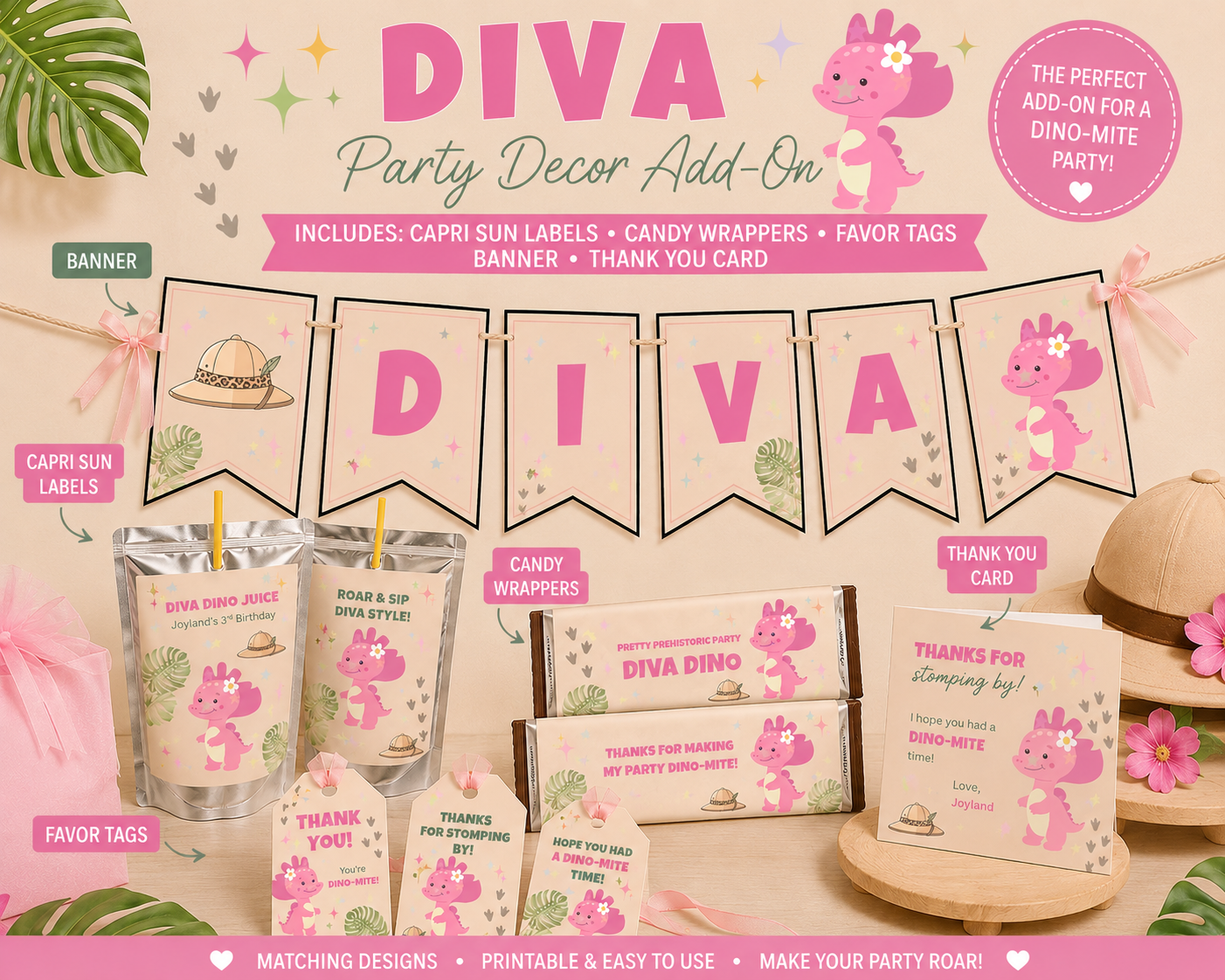 Diva Dino Party Decor Add-On